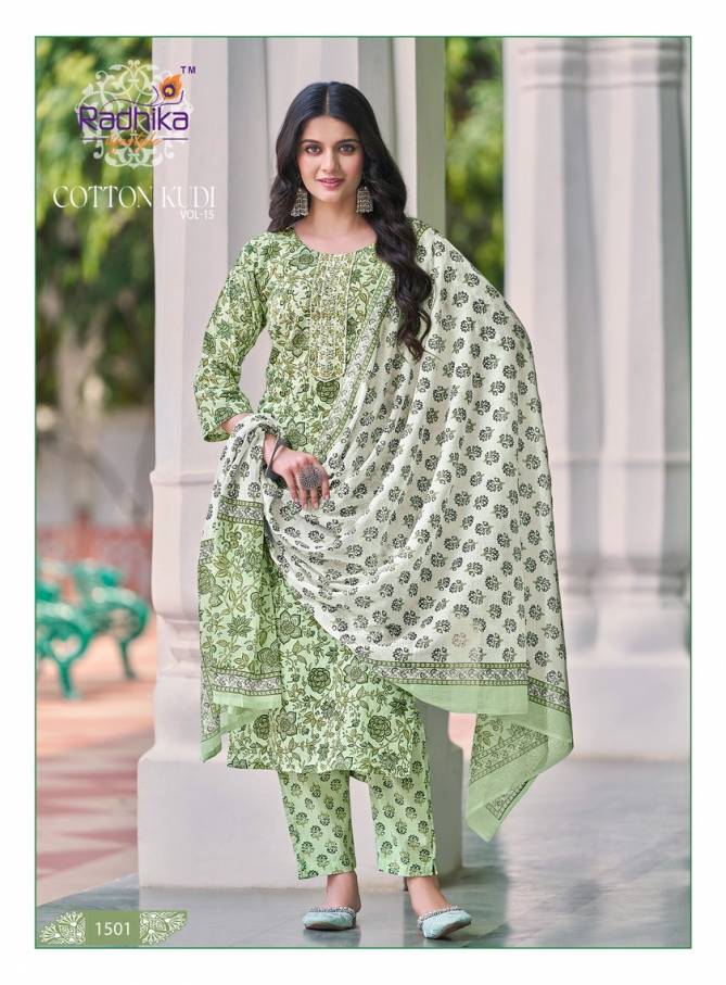 Cotton Kudi Vol 15 By Radhika Cotton Printed Kurti With Bottom Dupatta Wholesale Price In Surat
